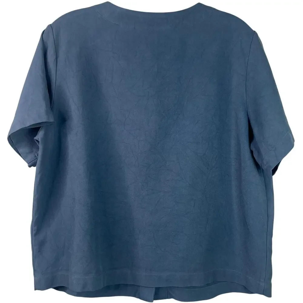 ORVIS Women's 100% Silk Short Sleeve Button Down Shirt Classic Minimalist Size M - Picture 2 of 13